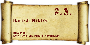 Hanich Miklós névjegykártya